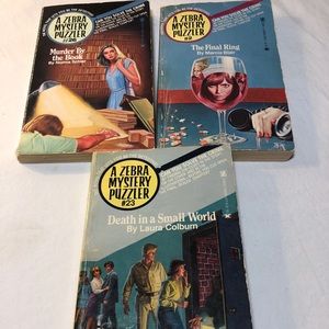 Vintage 1978 1979 A Zebra Mystery Puzzler Books Solve The Crime # 2, 23, 26